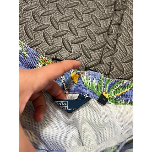 Vintage‎ Polo Ralph Lauren Mens L Swim Trunks Board Shorts Palm Tree Beach - Picture 2 of 9
